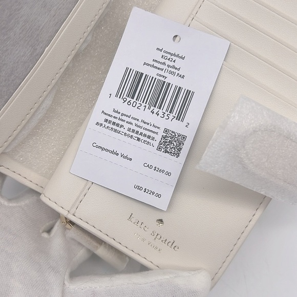 Kate Spade Carey Medium Compact Bifold Wallet Parchment - Picture 10 of 15